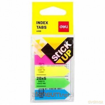 Zakładki indeksujące PP 43x12mm 5 kolorów DELI
