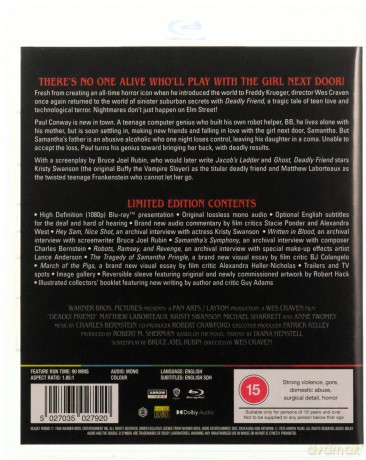 Deadly Friend (Przyjaźń na śmierć i życie) [Blu-Ray]