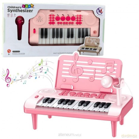 Elektroniczne pianinko z mikrofonem różowe