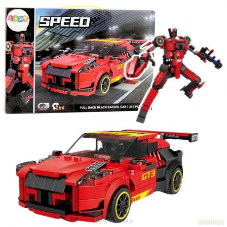 Klocki konstrukcyjne auto 2w1 GT3 czerwone 335el [KLOCKI]