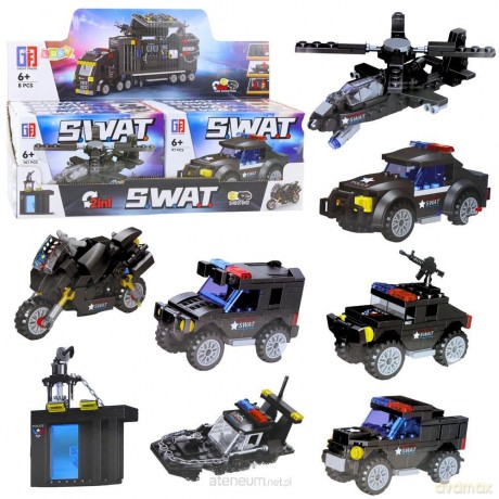 Klocki konstrukcyjne pojazdy SWAT 2w1 MIX [KLOCKI]