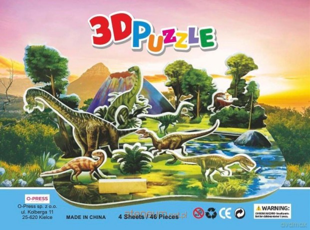 O-PRESS 3D 46 el. Dinozaury [PUZZLE]