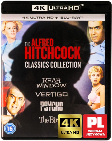 Alfred Hitchcock: Okno Na Podwórze/ Zawrót Głowy/ Psychoza/ Ptaki (Rear Window / Vertigo / Psycho / The Birds) [4xBlu-Ray 4K]+[4xBlu-Ray]