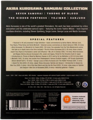 Akira Kurosawa - Samurai Collection: Seven Samurai / Throne of Blood / The Hidden Fortress / Yojimbo / Sanjuro [6xBlu-Ray]
