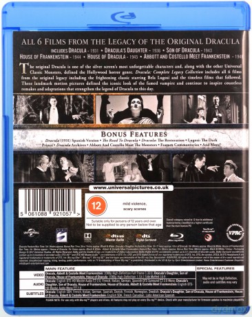 Dracula: The Complete Collection (Dracula/ Dracula's Daughter/ Son of Dracula/ House of Frankenstein/ House of Dracula/Abbott and Costello Meet Frankenstein) [4xBlu-Ray]