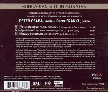 Hungarian Violin Sonatas: Sonates Hongroises [CD]