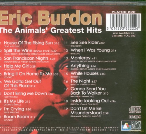 Eric Burdon: Animals Greatest Hits [CD]