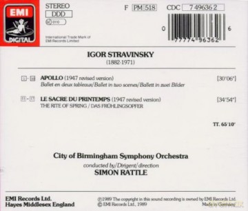 Stravinsky: The Rite Of Spring: Apollo [CD]