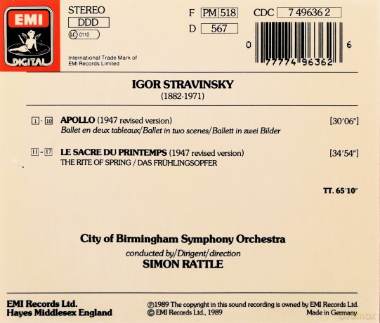 Stravinsky: The Rite Of Spring: Apollo [CD]