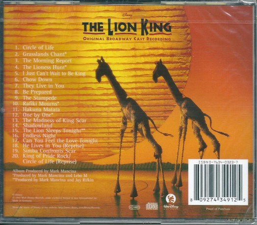 Original Broadway Cast Recording: The Lion King [CD]