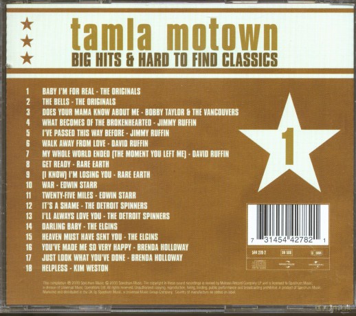 Tamla Motown: Big Hits and Hard To Find Classics Vol. 1 [CD]
