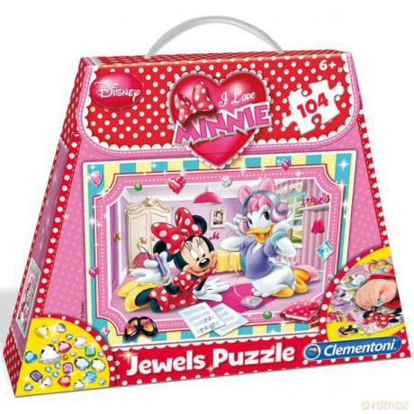CLEMENTONI 104 el. Ozdoby Torebka Minnie (Myszka Mini) Disney [PUZZLE]