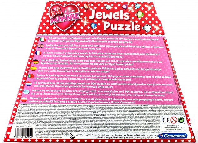 CLEMENTONI 104 el. Ozdoby Torebka Minnie (Myszka Mini) Disney [PUZZLE]