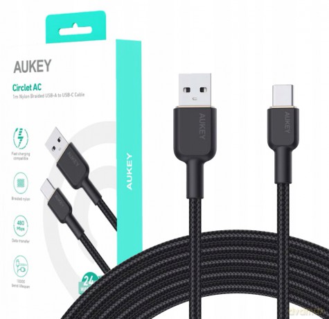 Aukey CB-NAC1 USB-C Type-C Power Delivery PD 60W 3A 1m nylon black