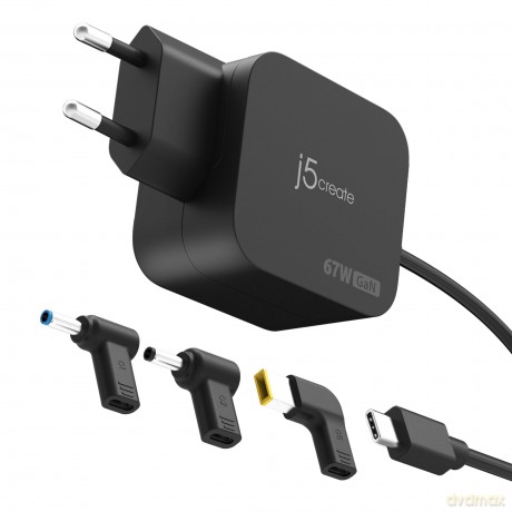 J5 67W Gan Pd Usb-C Mini Charger With 3 Types Of Dc Connector - Eu