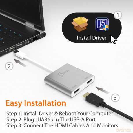 J5 Usb 3.0 To Dual Hdmi Multi-Monitor Adapter
