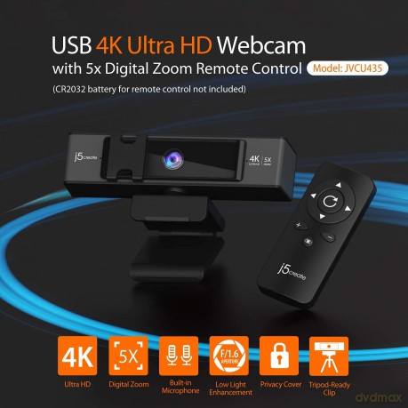 J5 Usb 4K Ultra Hd Webcam 5X Digital Zoom Rc