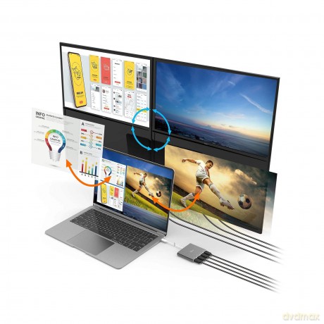 J5 Usb-C To 4 Port Hdmi Multi Monitor Adapter