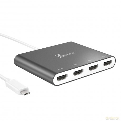 J5 Usb-C To 4 Port Hdmi Multi Monitor Adapter