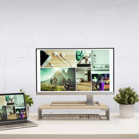 J5 Wood Monitor Stand With Docking Station