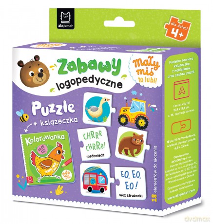 Mały miś to lubi! Zabawy logopedyczne. Puzzle + książeczka. Mały miś to lubi! - Anna Podgórska [KSIĄŻKA]