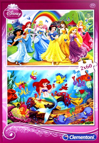 CLEMENTONI 2x60 el. Księżniczki [PUZZLE]