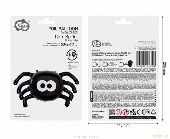Balon foliowy Uroczy pająk 89x47cm