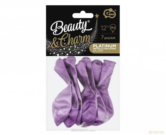 Balony Beauty&Charm, platynowe j. fiolet 30cm 7szt