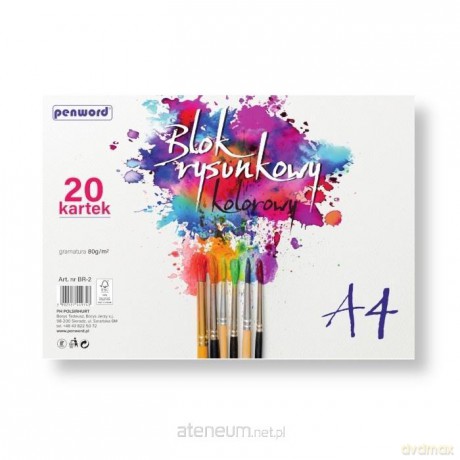 Blok rysunkowy A4 kolor 80g 20 kartek