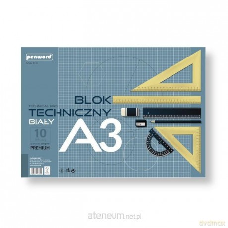 Blok techniczny A3 Premium biały 250g 10 arkuszy