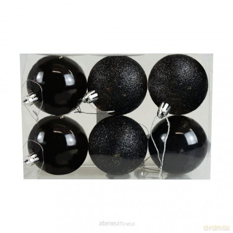 Bombki czarno-brokatowe 6szt