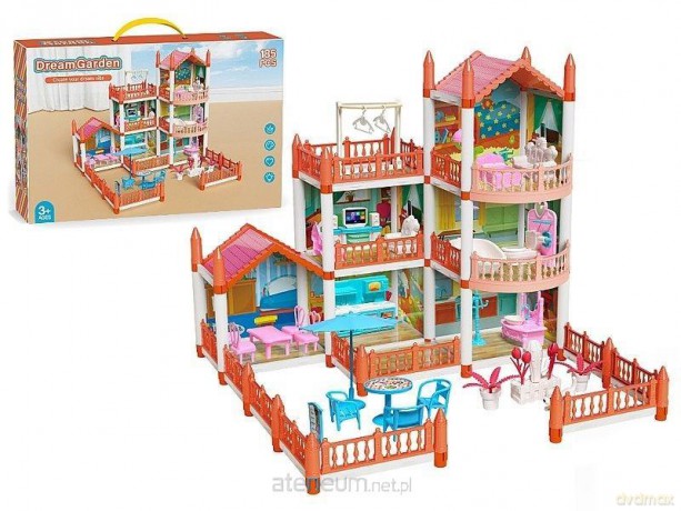 Domek dla lalek 2 piętra + akcesoria