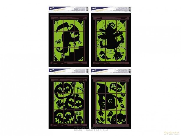Naklejka na okno Halloween świecąca 30x20cm MIX