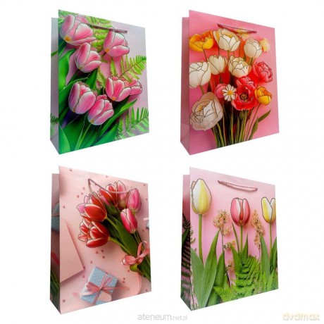Torebka prezentowa uniwersal S Tulipany metal mix