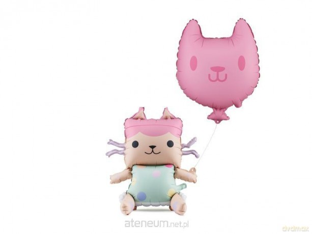 Balon foliowy tekturzątko z kotkiem 43x46cm