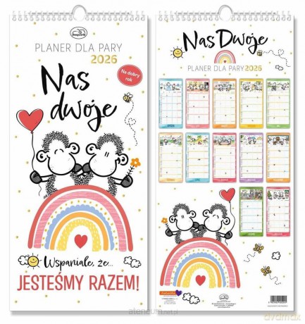 Kalendarz 2026 ścienny planer Sheepworld dla pary [KALENDARZ]