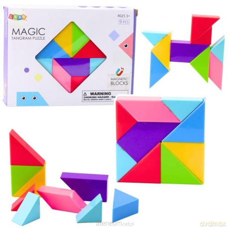 Klocki magnetyczne Tangram z naklejkami 9el [KLOCKI]