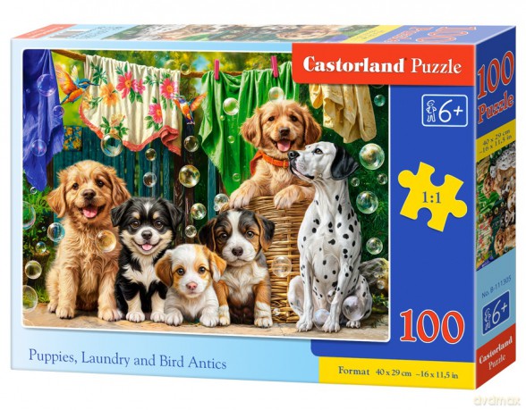 CASTORLAND 100 el. Puppies Laundry and Bird Antics B-111305 [PUZZLE]