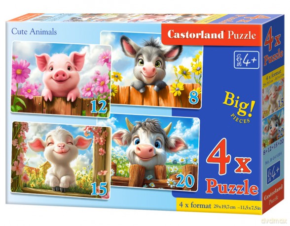 CASTORLAND 4w1 Cute Animals B-041084 [PUZZLE]
