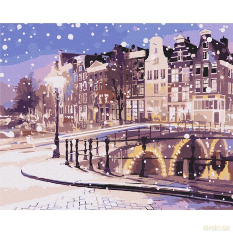 Malowanie po numerach BRUSHME 40x50cm Bajkowy Amsterdam zimą