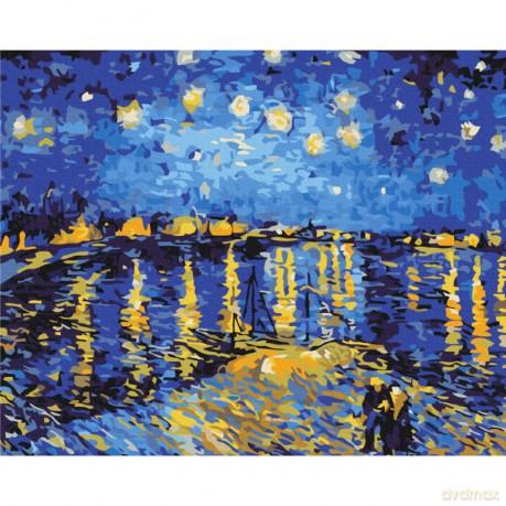Malowanie po numerach BRUSHME 40x50cm Gwiaździsta noc nad Rona Vincent van Gogh