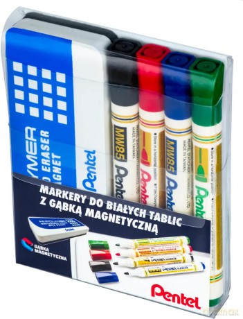 Zestaw 4 markerów+gąbka magnetyczna
