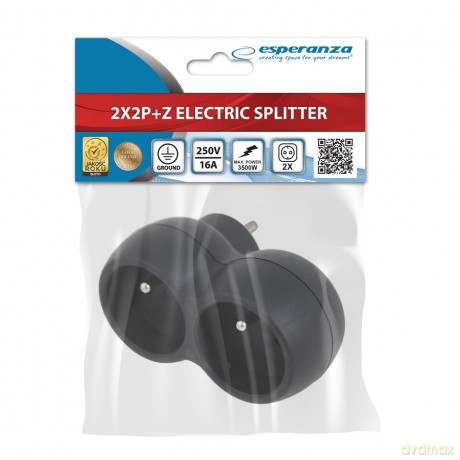 Esperanza Rozgałęźnik Elektryczny 2 Gn. Czarny