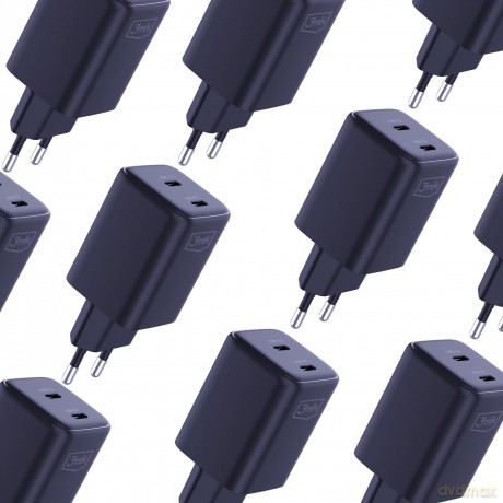 Czarna ładowarka sieciowa 3mk Hyper Charger PD 45W GaN QC4+ S-F Charge 2.0