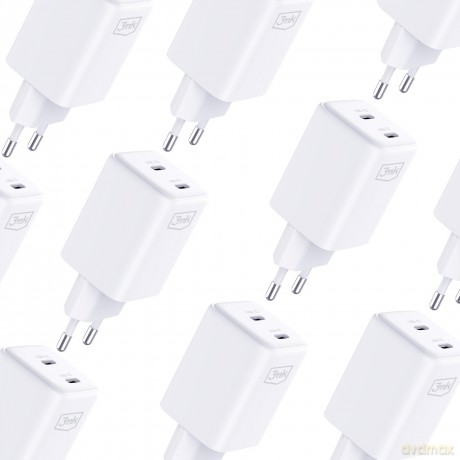 Biała ładowarka sieciowa 3mk Hyper Charger PD 45W GaN QC4+ S-F Charge 2.0