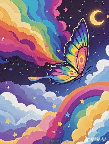 Malowanie po numerach 40x50 cm Tęczowy motyl