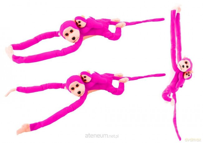 Maskotka małpka z dzieckiem ciemno różowa 90 cm