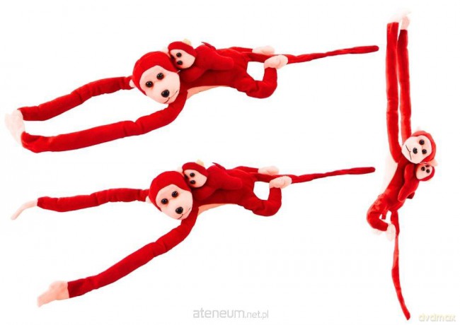 Maskotka małpka z dzieckiem czerwona 70 cm