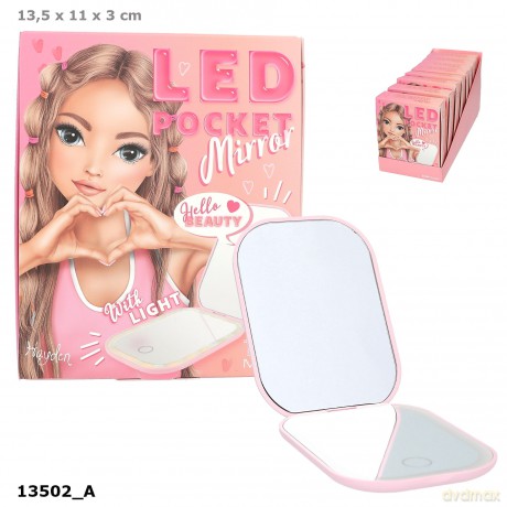 Lusterko składane TopModel z podświetleniem LED, z powiększeniem i regulacją światła, ładowane na USB C
