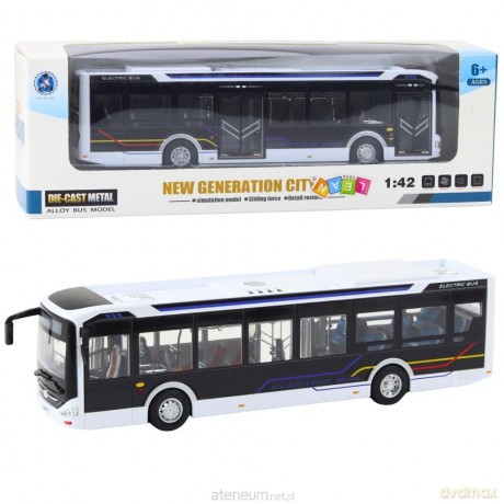 Autobus metalowy miejski światło i dźwięk 1:42